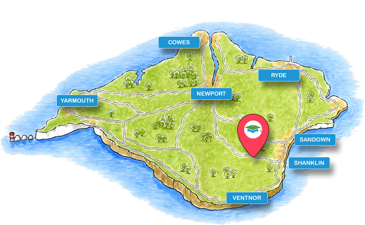 School trip Isle of Wight location map for The Model Village, Godshill